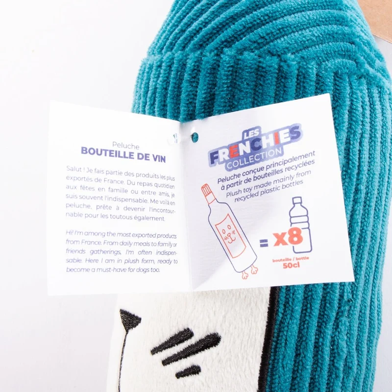 Jouet Bouteille de vin pour chien – L’apéro chic version peluche recyclée