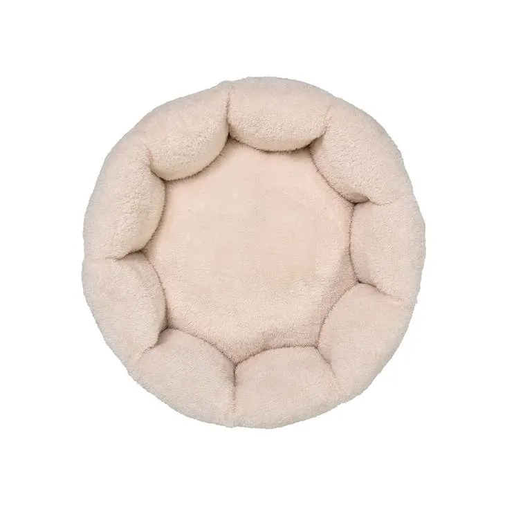 Panier rond bohème rose pour chat et petit chien
