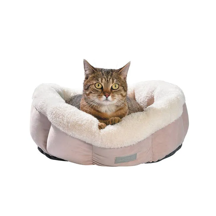Panier rond bohème rose pour chat et petit chien