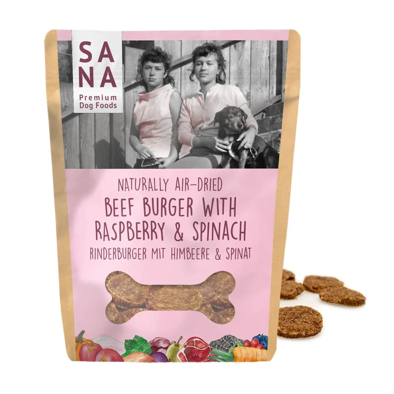 Friandises pour Chien Naturelles - Burger de Bœuf aux Framboises et Épinards (100g)