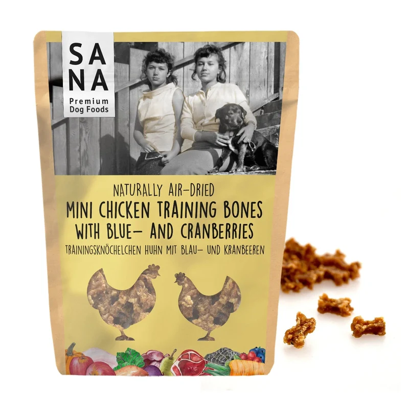 Friandises d'éducation pour Chiens - Os de Poulet aux Myrtilles et Canneberges (100g ou 1kg)