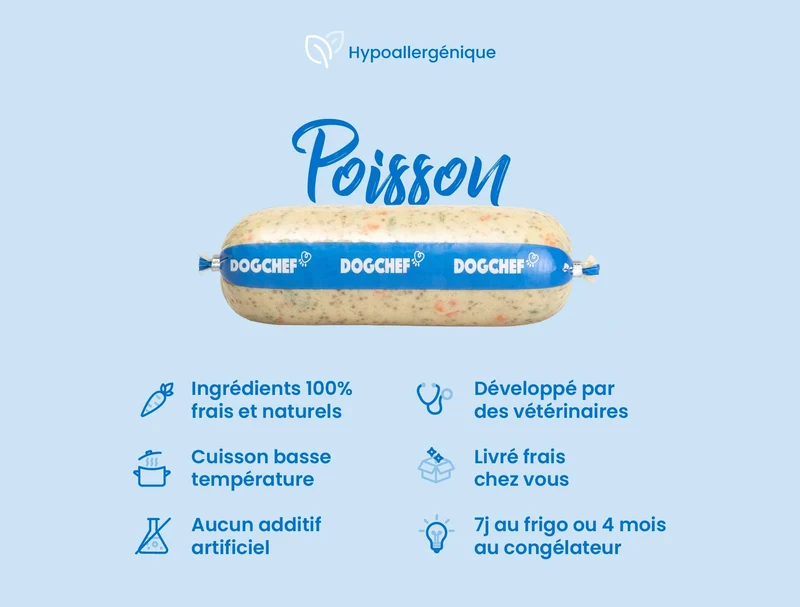 Recette Fraîche au Poisson Hypoallergénique - DOG CHEF