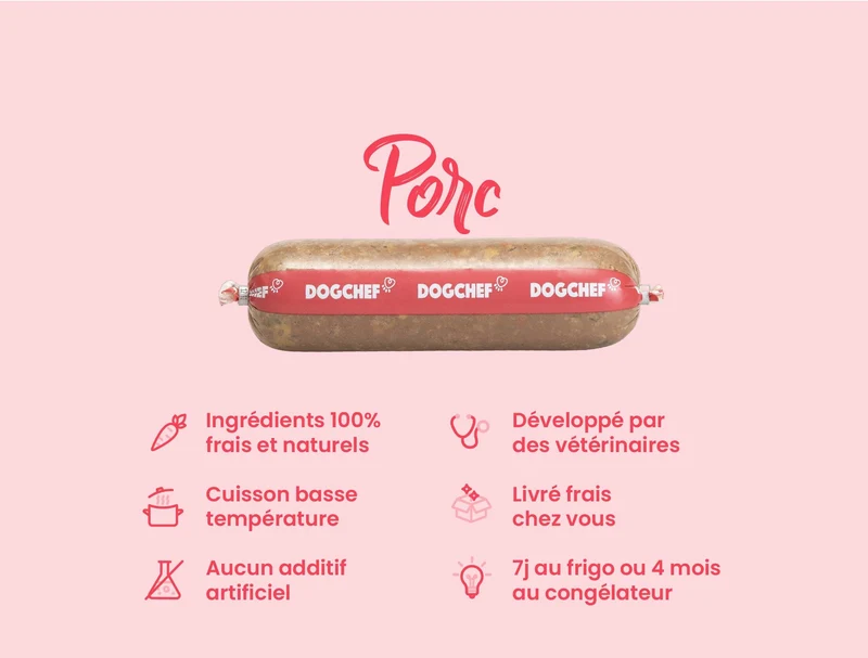 Recette Fraîche au Porc pour Chiens Sensibles - DOG CHEF