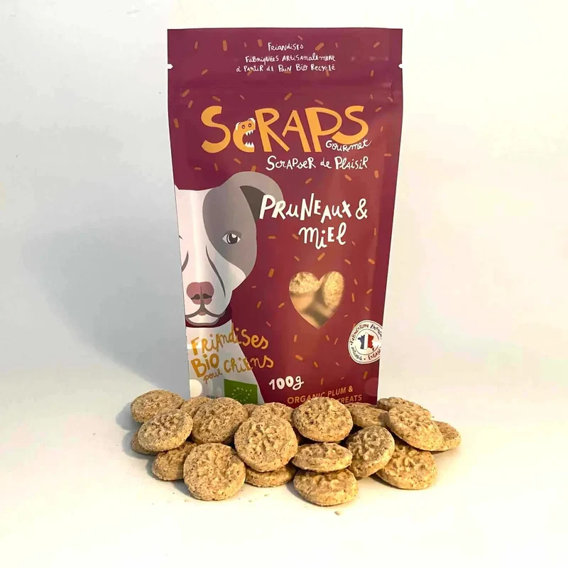 Biscuits Bio SCRAPS pour Chiens - Pruneaux & Miel (100g)