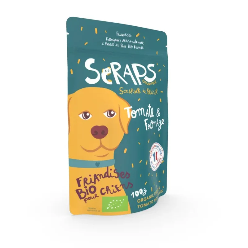Biscuits Bio SCRAPS pour Chiens - Tomate & Fromage (100g)