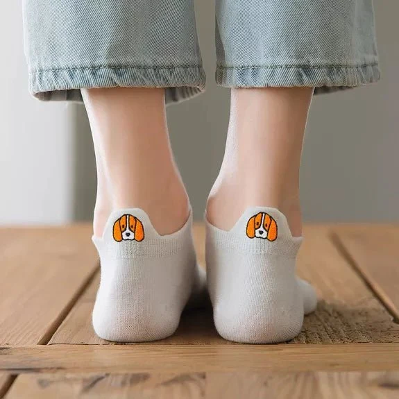 Chaussettes Blanches Languette Chien