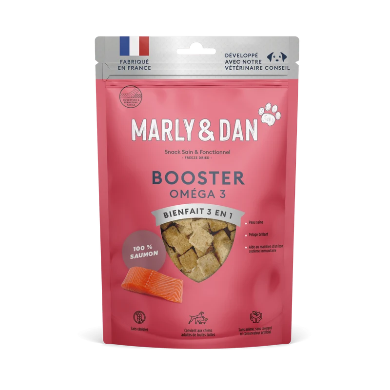 Snack 100% Saumon Lyophilisé Booster OMEGA Pour Chien – Marly & Dan