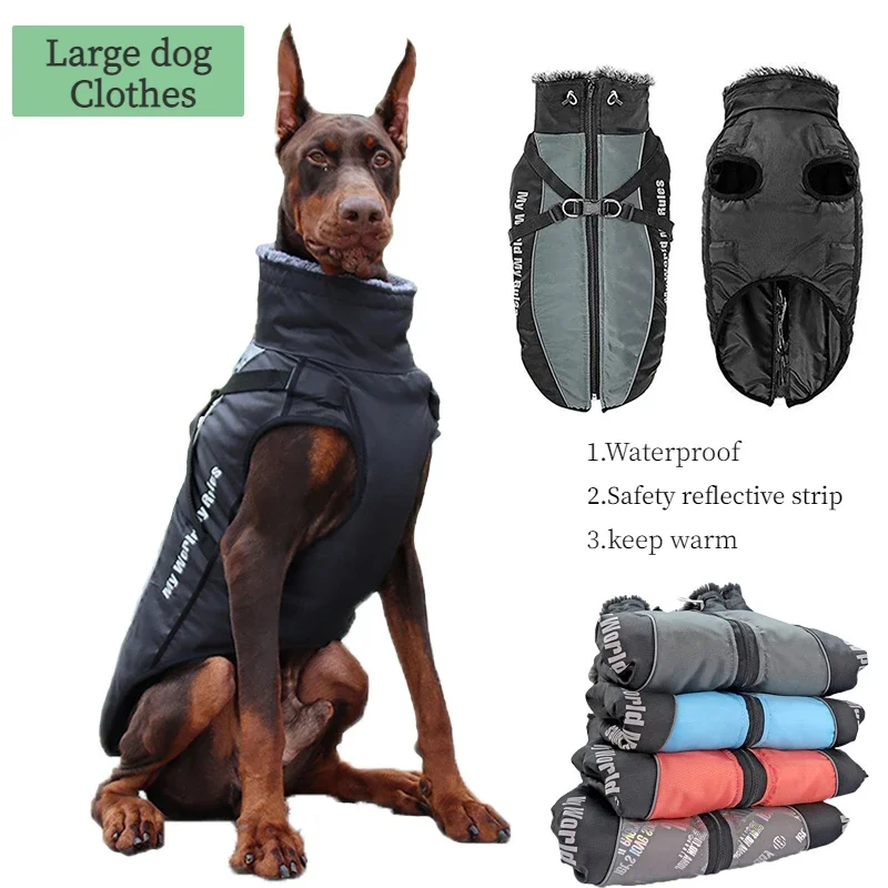 Manteau Imperméable Grand Chien Col Façon Fourrure Réfléchissant