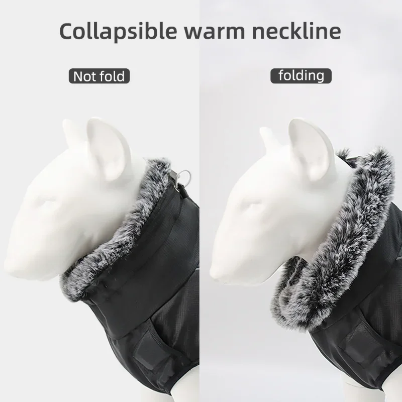 Manteau Imperméable Grand Chien Col Façon Fourrure Réfléchissant