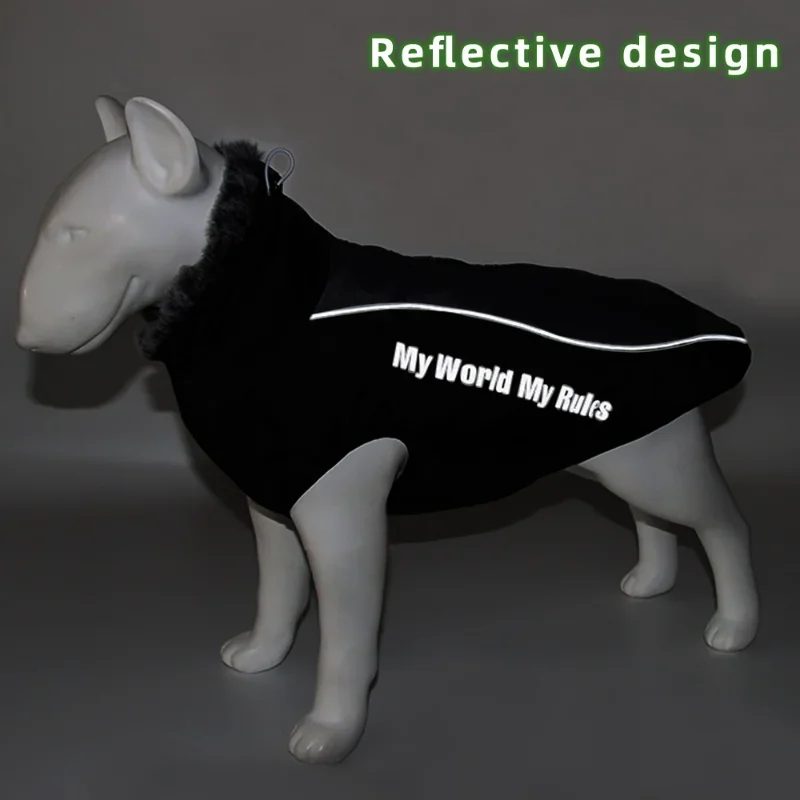 Manteau Imperméable Grand Chien Col Façon Fourrure Réfléchissant