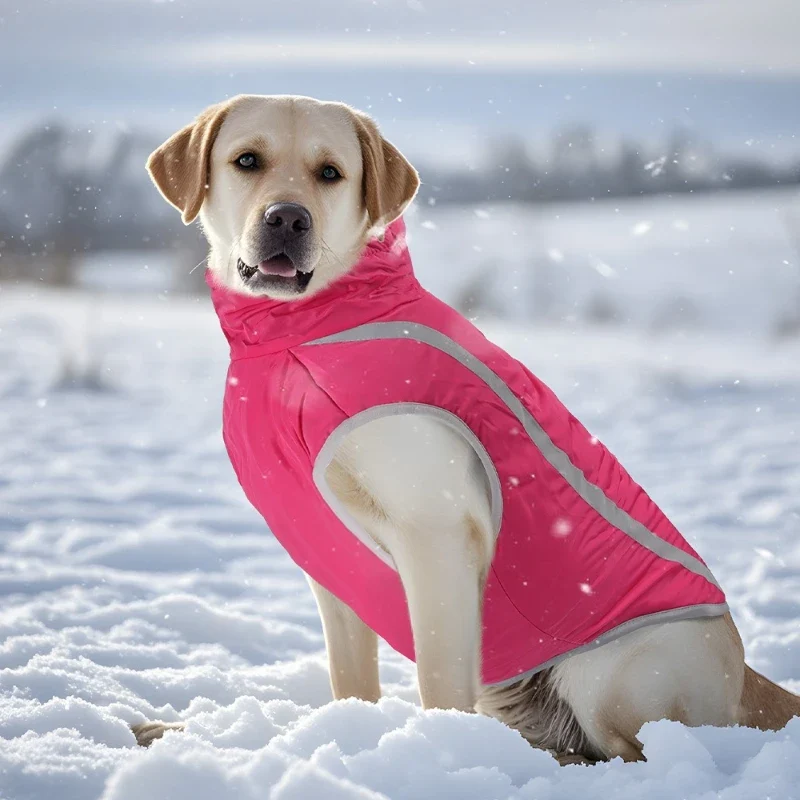 Manteau Chien Bandes Réfléchissantes Doublure Polaire Labrador