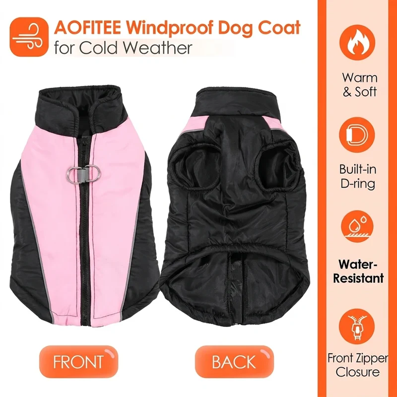 Manteau Chien Coupe-Vent Zippé Double Anneau Golden Retriever