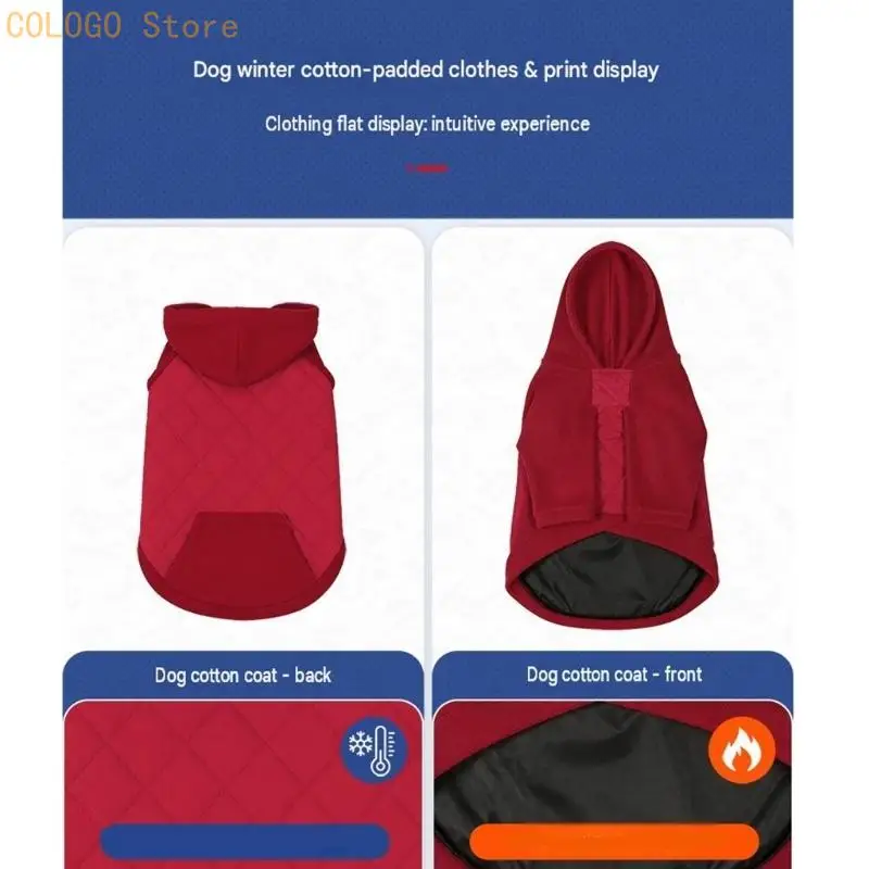 Manteau Chien à Capuche Rembourré Manches Longues Grand Chien