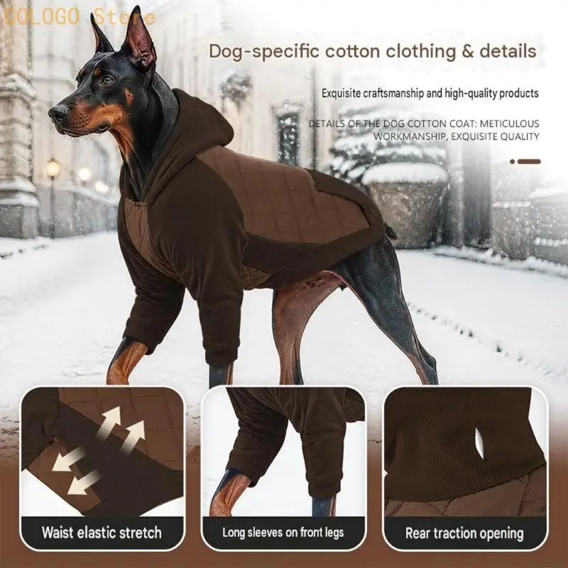 Manteau Chien à Capuche Rembourré Manches Longues Grand Chien