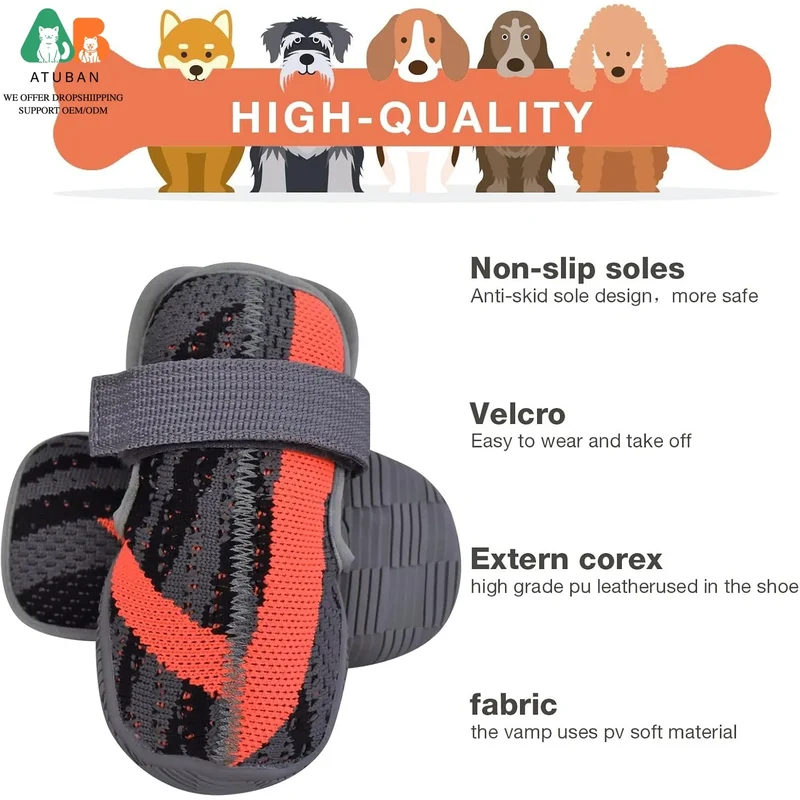 Chaussures pour Chien Maille Respirante Marche Semelle Antidérapante