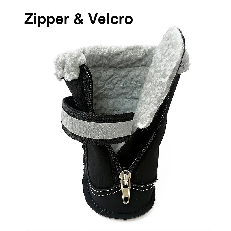 Chaussures pour Chien Hiver Fourrées Zip Lot de 4 Petit Chien
