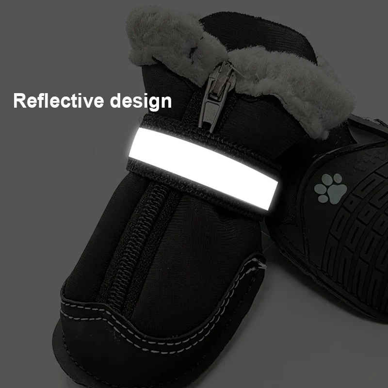 Chaussures pour Chien Hiver Fourrées Zip Lot de 4 Petit Chien