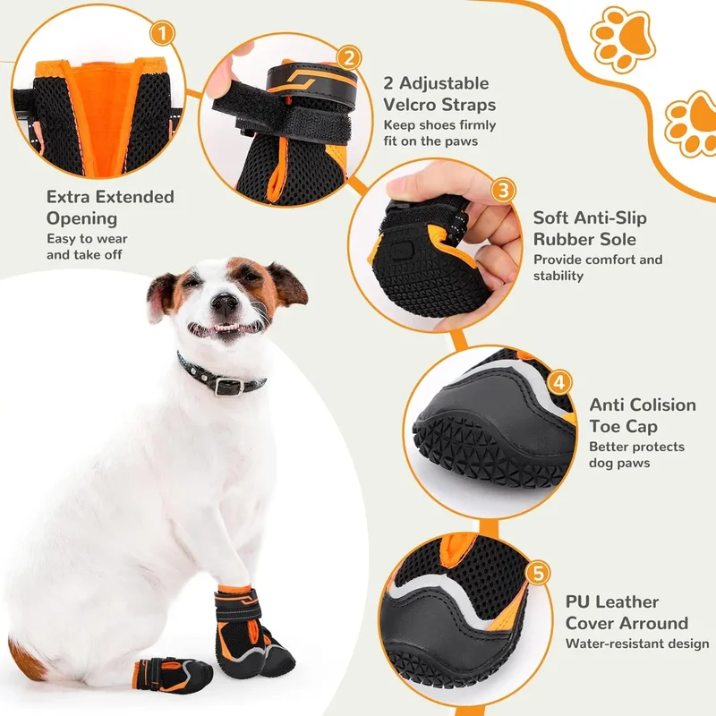 Chaussures pour Chien Pavés Chauds Maille Respirante Antidérapantes