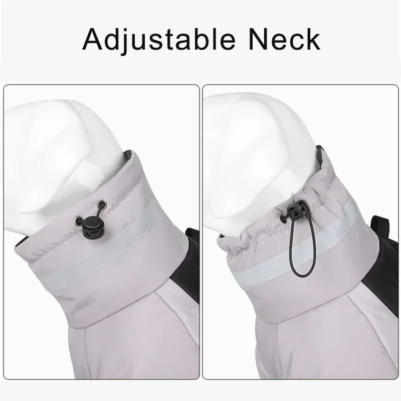 Manteau Imperméable Chien Rembourré Col Haut Grande Taille