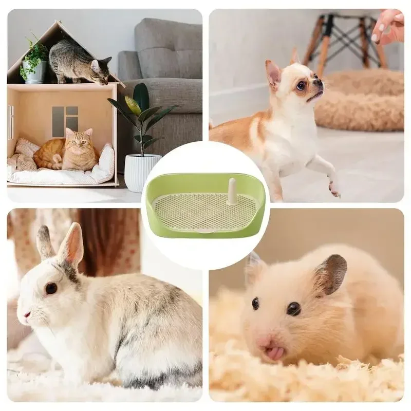 Tapis Éducateur Propreté Toilette Chien avec Grille et Poteau