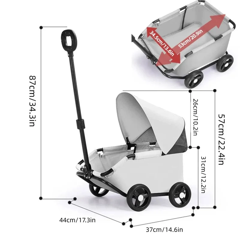 Poussette pour Chien Pliable 4 Roues Poignée Télescopique