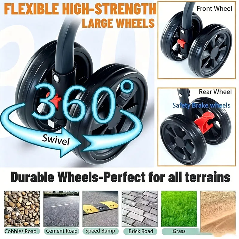 Poussette pour Chien 3 en 1 Pliable Jusqu'à 15 kg