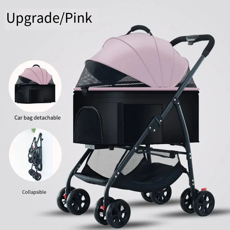 Poussette pour Chien 3 en 1 Pliable Jusqu'à 15 kg