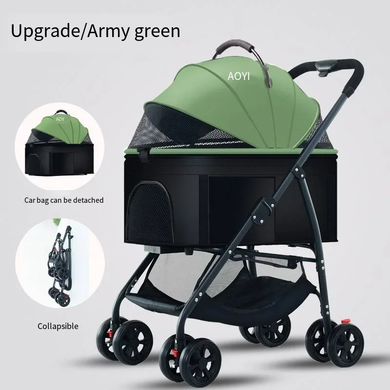 Poussette pour Chien 3 en 1 Pliable Jusqu'à 15 kg