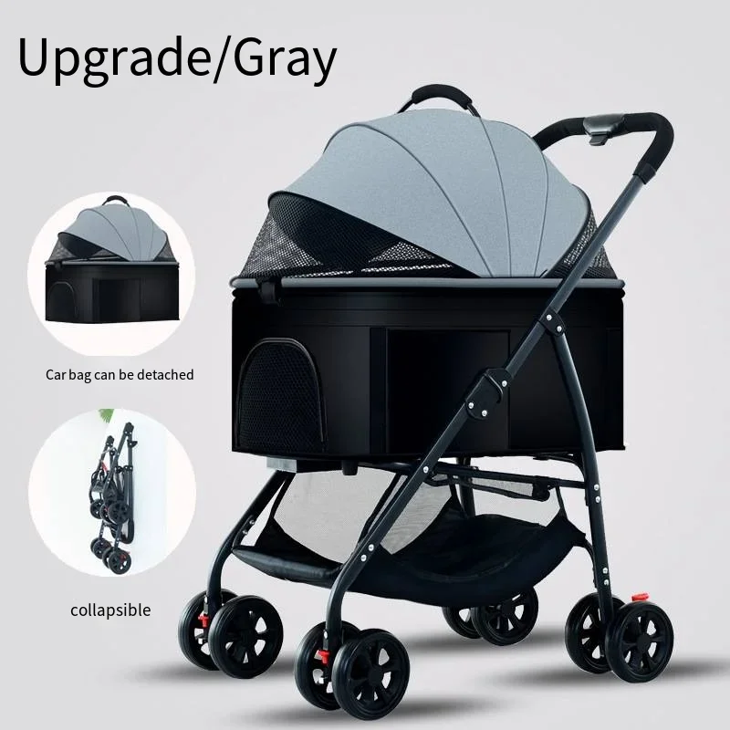 Poussette pour Chien 3 en 1 Pliable Jusqu'à 15 kg