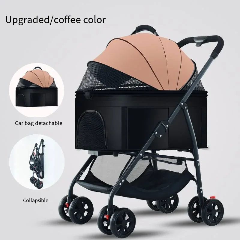 Poussette pour Chien 3 en 1 Pliable Jusqu'à 15 kg