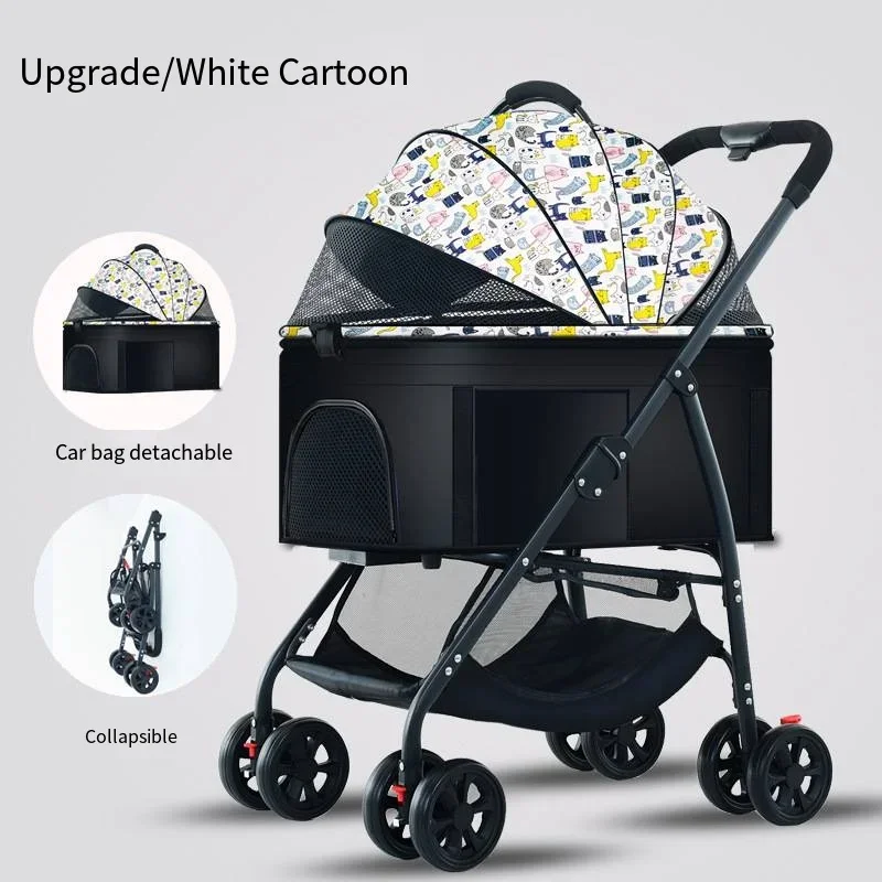 Poussette pour Chien 3 en 1 Pliable Jusqu'à 15 kg