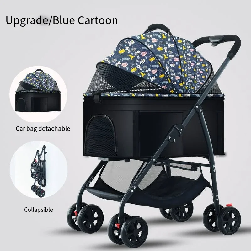 Poussette pour Chien 3 en 1 Pliable Jusqu'à 15 kg