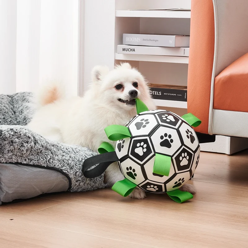 Jouet Ballon de Football à Sangles pour Chien Moyen et Grand