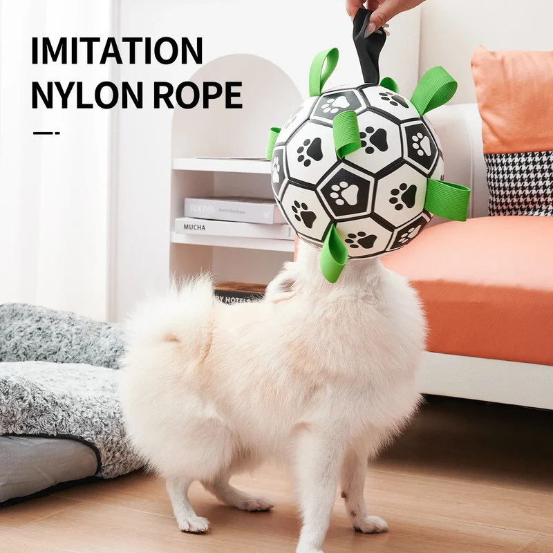 Jouet Ballon de Football à Sangles pour Chien Moyen et Grand
