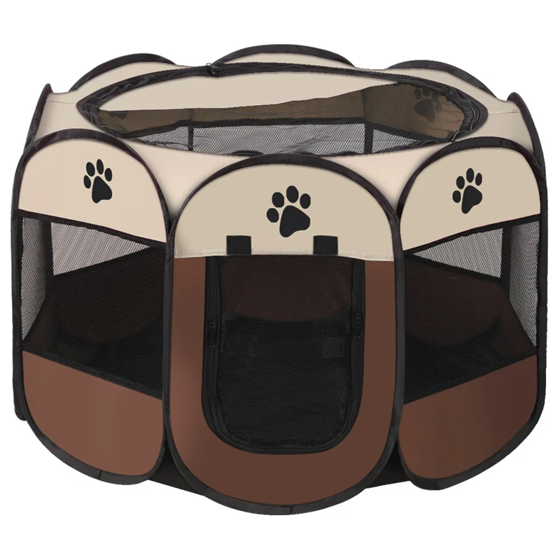 Parc pour Chien Octogonal Portable Tissu Oxford Fermeture Éclair