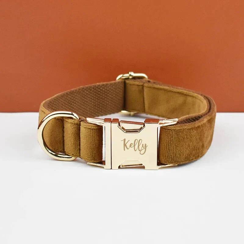 Collier pour chien en velours personnalisable réglable