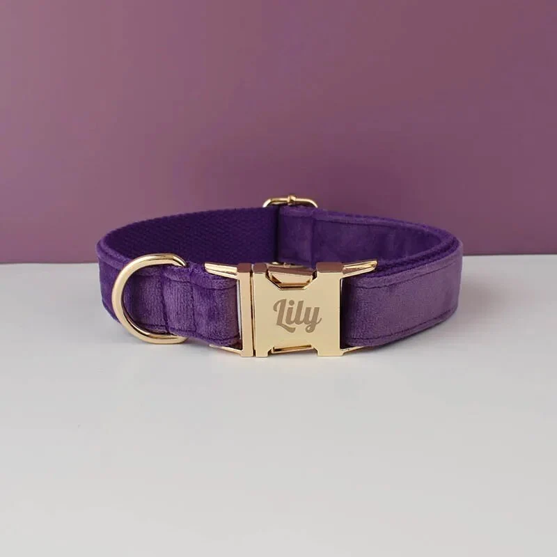 Collier pour chien en velours personnalisé réglable et original