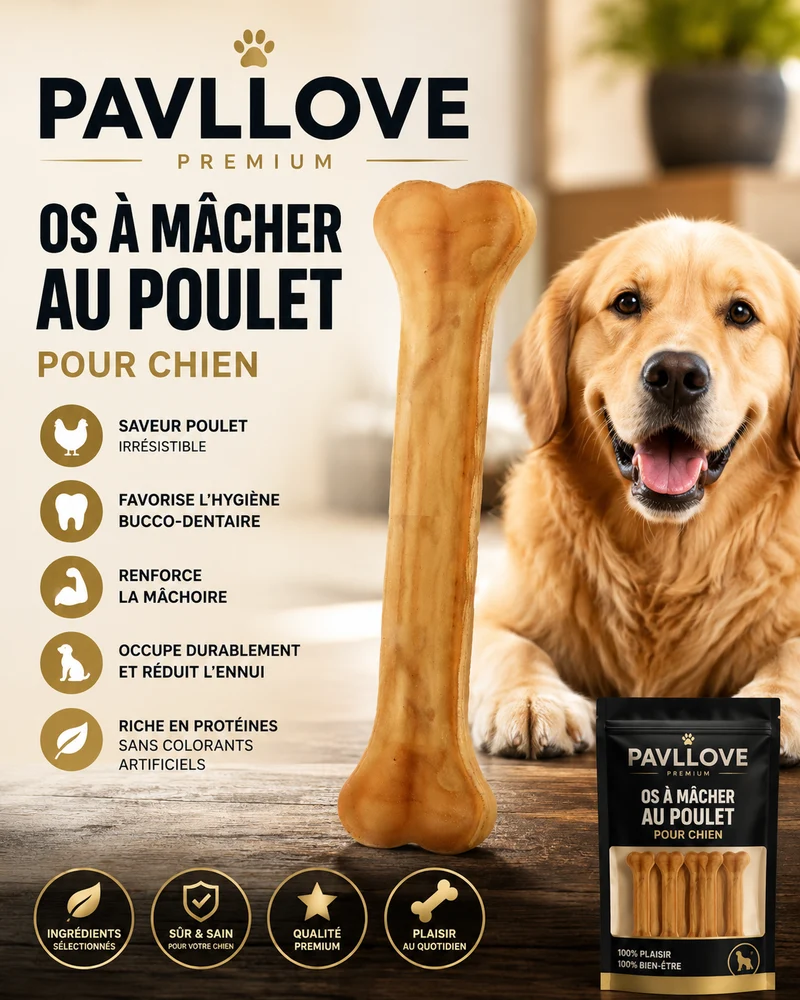 🦴 Os à mâcher au poulet pour chien x1