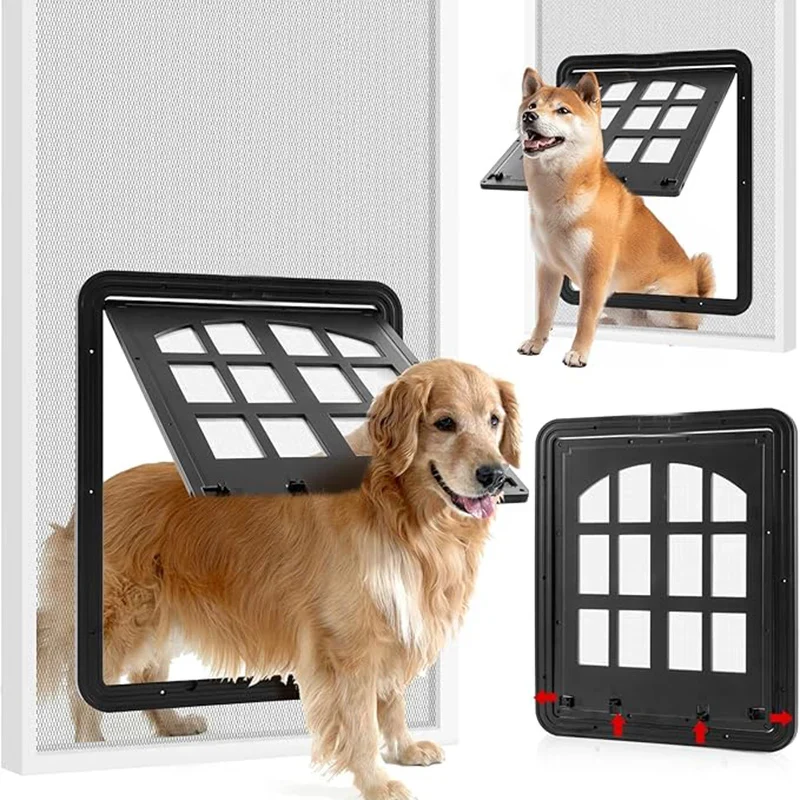 Porte pour Chien Moustiquaire Rabat 4 Voies Fermeture Automatique