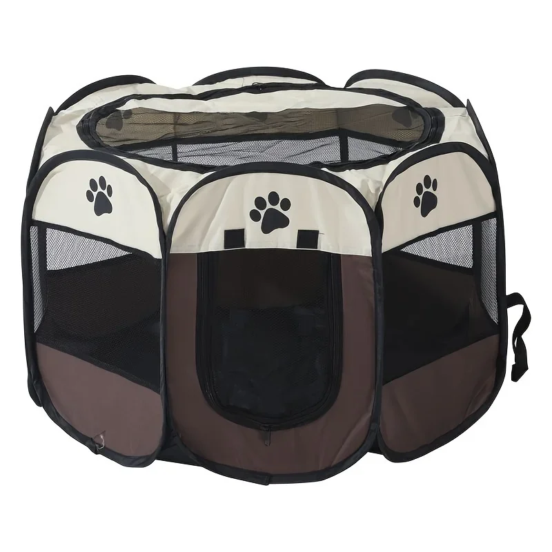Parc pour Chien Pliable Octogonal Tissu et Filet 3 Tailles