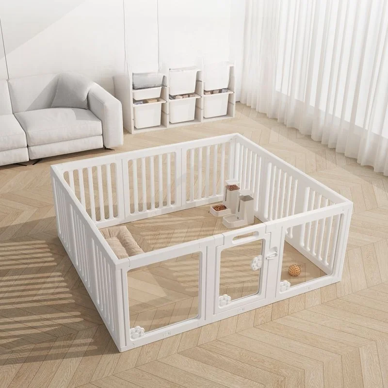 Parc pour Chien Intérieur Modulable Blanc avec Porte Verrouillable