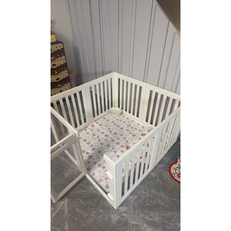 Parc pour Chien Intérieur Modulable Blanc avec Porte Verrouillable