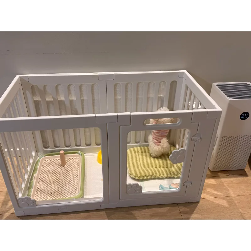 Parc pour Chien Intérieur Modulable Blanc avec Porte Verrouillable