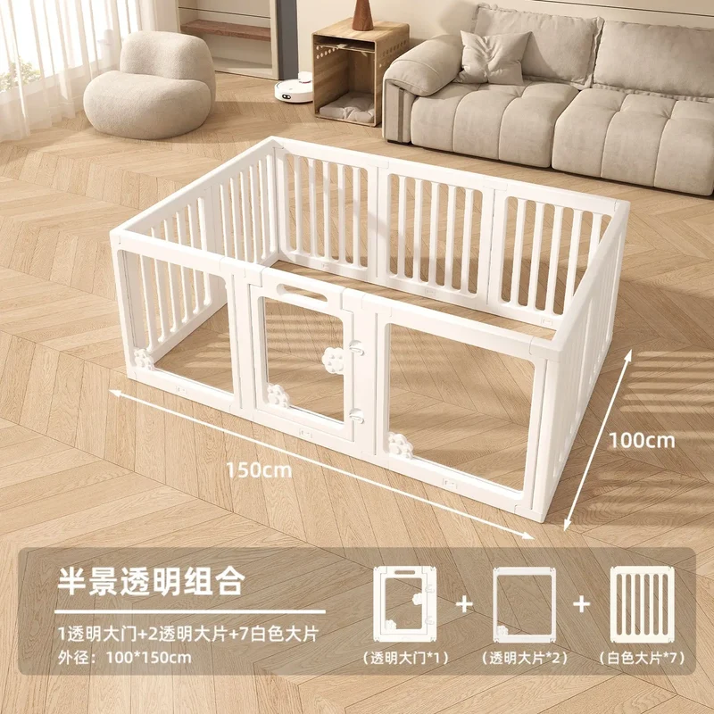 Parc pour Chien Intérieur Modulable Blanc avec Porte Verrouillable