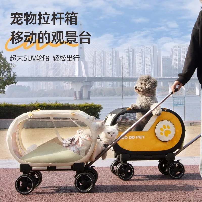 Valise de Transport pour Chien et Chat Pliable à Roulettes
