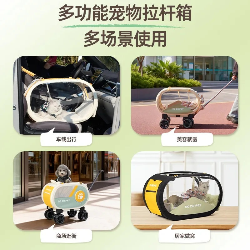 Valise de Transport pour Chien et Chat Pliable à Roulettes