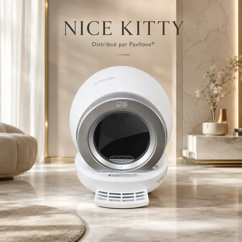 Litière Automatique Autonettoyante Nice Kitty V2 Pavllove – Bluetooth, Application & Anti-Odeurs