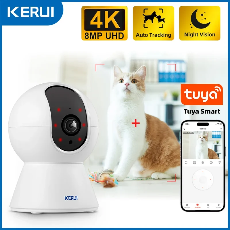 Caméra pour Chien 4K 8MP Suivi Automatique Vision Nocturne