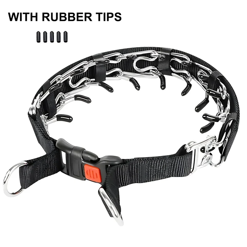 Collier à Pointes pour Chien Nylon Embouts Caoutchouc Boucle Rapide
