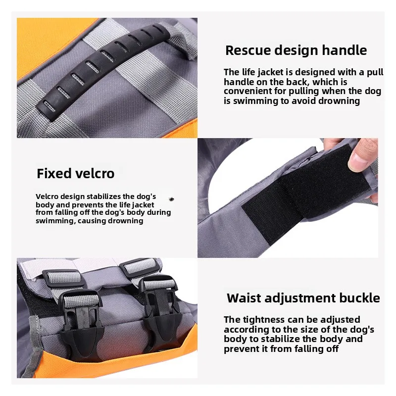 Gilet de Sauvetage pour Chien Grande Taille Poignée de Sauvetage